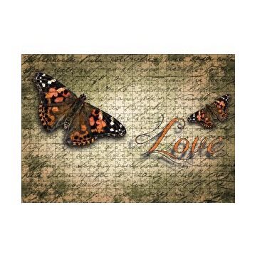 Cakapuzzle Aşk Yazılı Kelebekler 120 Parça Ahşap Puzzle