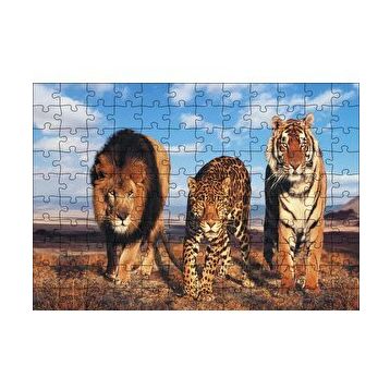 Cakapuzzle Aslan Leopar ve Kaplan Kompozisyon 120 Parça Ahşap Puzzle