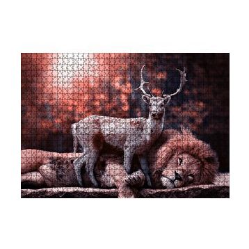 Cakapuzzle Aslan ve Geyik Rüya Gibi 120 Parça Ahşap Puzzle