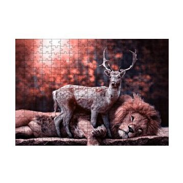 Cakapuzzle Aslan ve Geyik Rüya Gibi 120 Parça Ahşap Puzzle