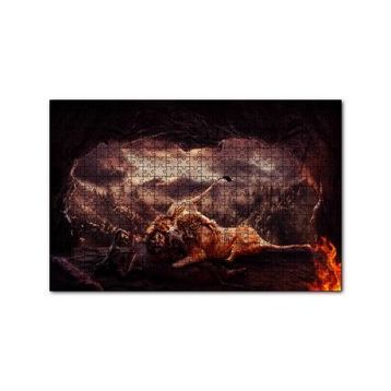 Cakapuzzle Aslanların Mağarada Dövüşü 120 Parça Ahşap Puzzle