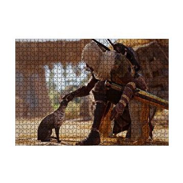 Cakapuzzle Assassins Creed Origins Mısır Kedi ve Karakter 120 Parça Ahşap Puzzle