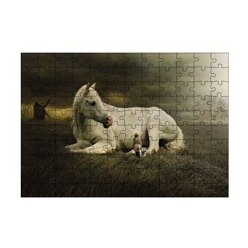 Cakapuzzle At Köpek Kız Çocuğu Fantatik 120 Parça Ahşap Puzzle