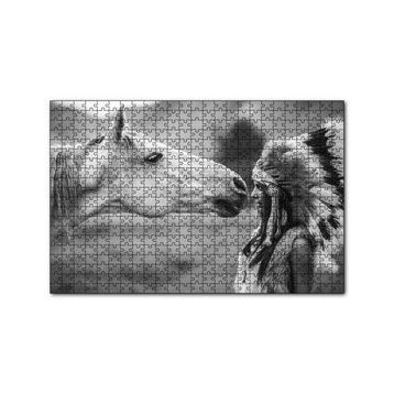 Cakapuzzle At ve Kızılderili 120 Parça Ahşap Puzzle