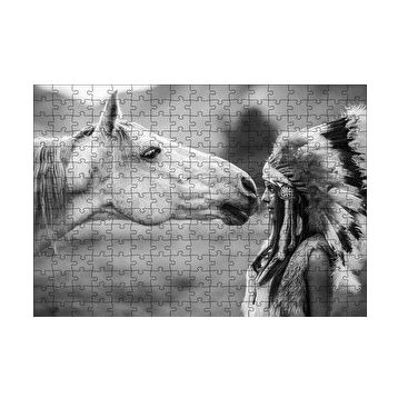Cakapuzzle At ve Kızılderili 120 Parça Ahşap Puzzle
