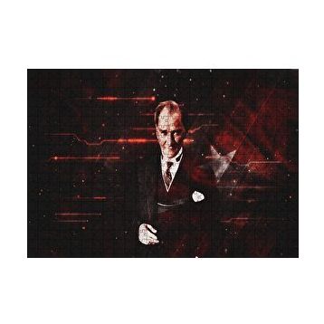Cakapuzzle Atatürk ve Türk Bayrağı Hologram Arka Plan 120 Parça Ahşap Puzzle