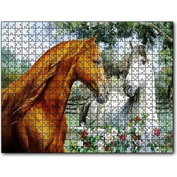 Cakapuzzle Atlar Ve Güller Yağlı Boya Resmi 120 Parça Ahşap Puzzle