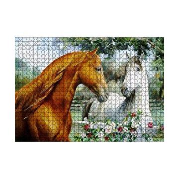 Cakapuzzle Atlar Ve Güller Yağlı Boya Resmi 120 Parça Ahşap Puzzle
