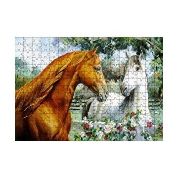Cakapuzzle Atlar Ve Güller Yağlı Boya Resmi 120 Parça Ahşap Puzzle