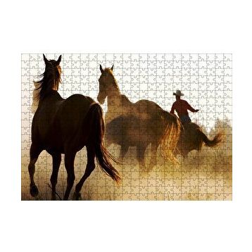Cakapuzzle Atlar ve Kementli Kovboy 120 Parça Ahşap Puzzle