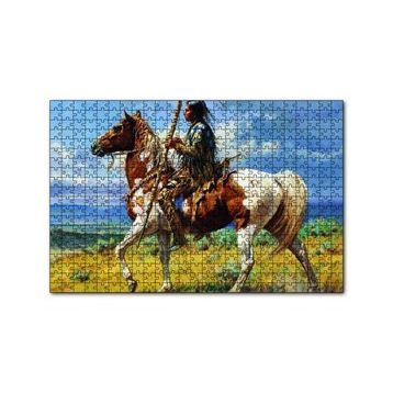 Cakapuzzle Atlı Avcı Kızılderili 120 Parça Ahşap Puzzle