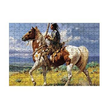 Cakapuzzle Atlı Avcı Kızılderili 120 Parça Ahşap Puzzle