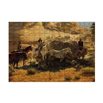 Cakapuzzle Atlı Kızılderililer 120 Parça Ahşap Puzzle