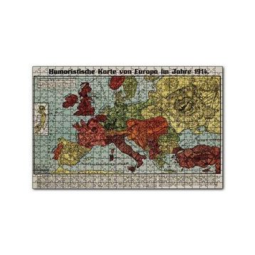 Cakapuzzle Avrupa Haritası Çizimi 1914 Mizahi 120 Parça Ahşap Puzzle