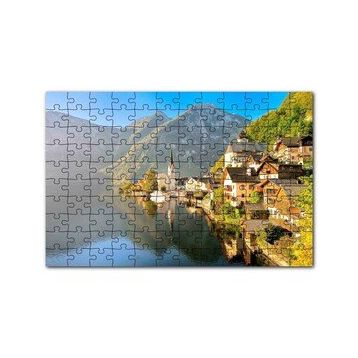 Cakapuzzle Avusturya Alplerinde Göl Kenarındaki Kasaba 120 Parça Ahşap Puzzle