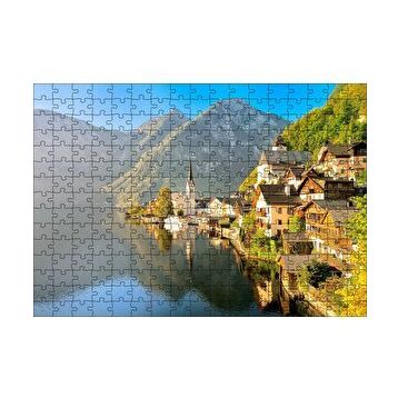 Cakapuzzle Avusturya Alplerinde Göl Kenarındaki Kasaba 120 Parça Ahşap Puzzle