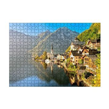 Cakapuzzle Avusturya Alplerinde Göl Kenarındaki Kasaba 120 Parça Ahşap Puzzle