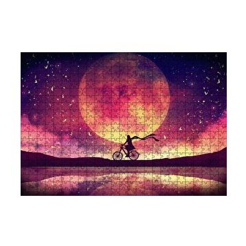 Cakapuzzle Ay Manzarasında Sürreal Bisikletli 120 Parça Ahşap Puzzle