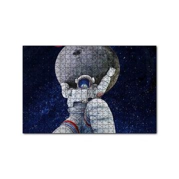 Cakapuzzle Ayı Taşıyan Astronot İllüstrasyon 120 Parça Ahşap Puzzle