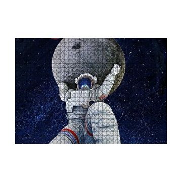Cakapuzzle Ayı Taşıyan Astronot İllüstrasyon 120 Parça Ahşap Puzzle