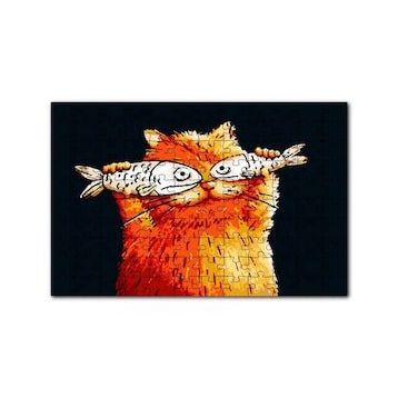 Cakapuzzle Balık Gözlü Kedi Karikatürize 120 Parça Ahşap Puzzle