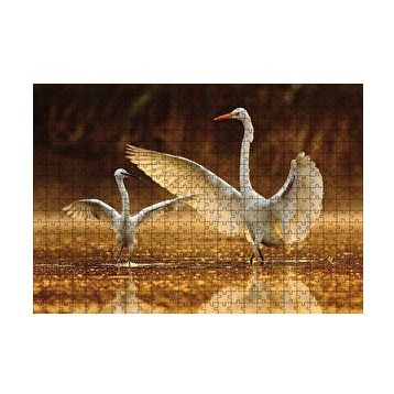 Cakapuzzle Balıkçıl Kuş ve Yavrusu 120 Parça Ahşap Puzzle