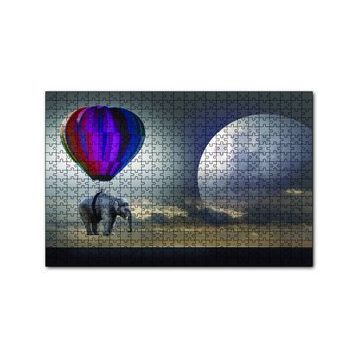 Cakapuzzle Balon İle Uçan Fil Ay Fantastik 120 Parça Ahşap Puzzle
