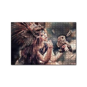Cakapuzzle Baykuş ve Kuş Kostümlü Kadın 120 Parça Ahşap Puzzle