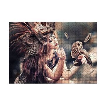 Cakapuzzle Baykuş ve Kuş Kostümlü Kadın 120 Parça Ahşap Puzzle