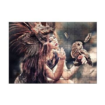 Cakapuzzle Baykuş ve Kuş Kostümlü Kadın 120 Parça Ahşap Puzzle