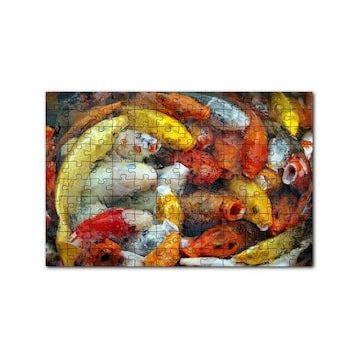 Cakapuzzle Beslenmek İçin Bekleyen Koi Balıkları 120 Parça Ahşap Puzzle