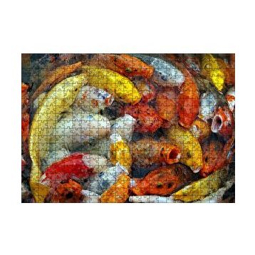 Cakapuzzle Beslenmek İçin Bekleyen Koi Balıkları 120 Parça Ahşap Puzzle