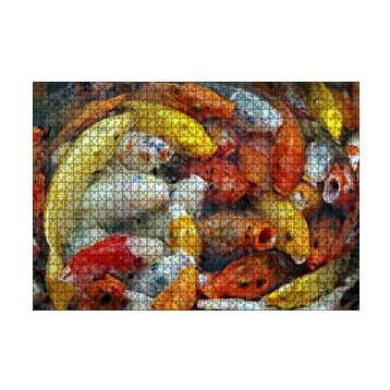 Cakapuzzle Beslenmek İçin Bekleyen Koi Balıkları 120 Parça Ahşap Puzzle