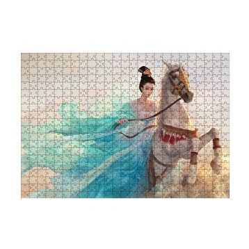 Cakapuzzle Beyaz Atlı Japon Prensesi 120 Parça Ahşap Puzzle