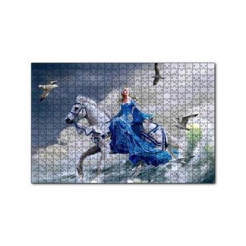 Cakapuzzle Beyaz Atlı Mavi Elbiseli Kız Deniz ve Martılar Puzzle