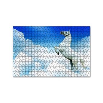 Cakapuzzle Beyaz Bulutlar ve Şahlanan Beyaz At 120 Parça Ahşap Puzzle