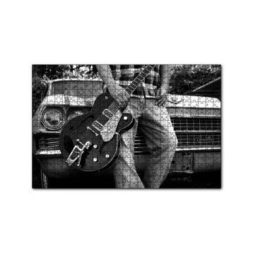 Cakapuzzle Beyaz Cadillac ve Elektrogitarlı Genç 120 Parça Ahşap Puzzle