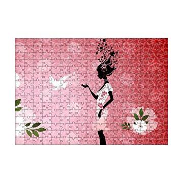 Cakapuzzle Beyaz Elbiseli Kadın ve Güvercin 120 Parça Ahşap Puzzle