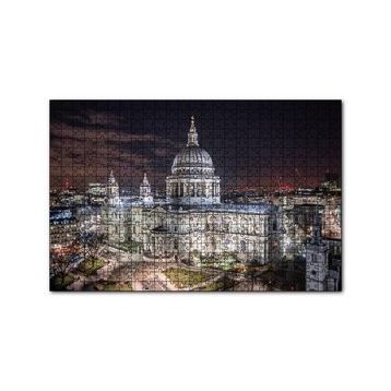 Cakapuzzle Beyaz Kubbeli Bina ve Gece Işıkları Mdf 120 Parça Puzzle
