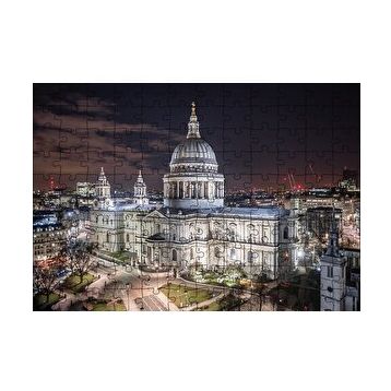 Cakapuzzle Beyaz Kubbeli Bina ve Gece Işıkları Mdf 120 Parça Puzzle