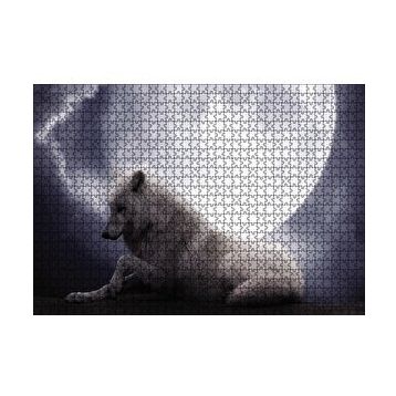 Cakapuzzle Beyaz Kurt Ay Görseli 120 Parça Ahşap Puzzle
