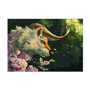 Cakapuzzle Beyaz Kurt Garip Boynuzları ve Karga 120 Parça Ahşap Puzzle