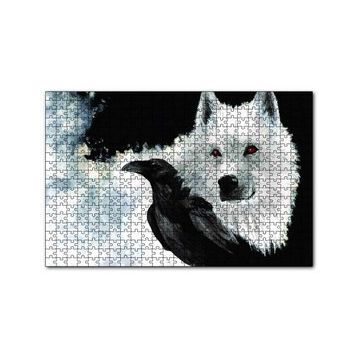 Cakapuzzle Beyaz Kurt Karga 120 Parça Ahşap Puzzle