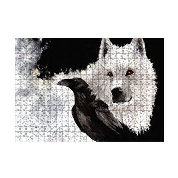 Cakapuzzle Beyaz Kurt Karga 120 Parça Ahşap Puzzle