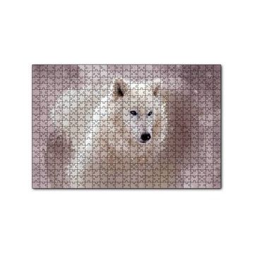 Cakapuzzle Beyaz Kurt Puslu Zemin Görseli 120 Parça Ahşap Puzzle