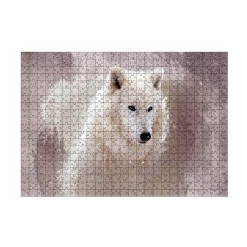 Cakapuzzle Beyaz Kurt Puslu Zemin Görseli 120 Parça Ahşap Puzzle