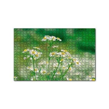 Cakapuzzle Beyaz Papatyalar Flu Arkaplan 120 Parça Ahşap Puzzle
