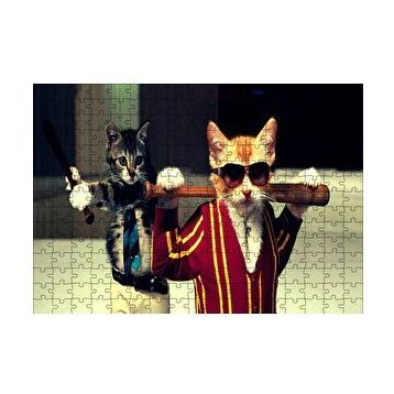 Cakapuzzle Beyzbolcu Kediler 120 Parça Ahşap Puzzle