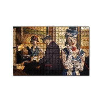 Cakapuzzle Bilet Gişesi ve Birinci Sınıf Yolcu 120 Parça Ahşap Puzzle