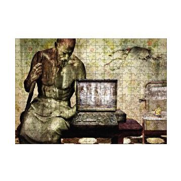 Cakapuzzle Bilgisayar Heykel Geçmiş Gelecek 120 Parça Ahşap Puzzle